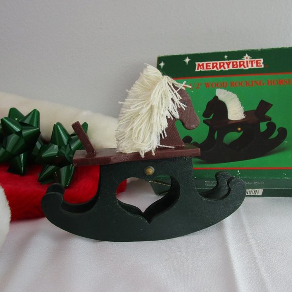 VTG Merry Brite Wood Rocking Horse Christmas Decor - Picture 2 of 10